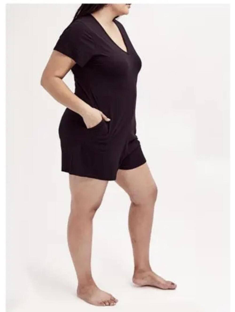 Smash + Tess Sunday Shorty Romper in Midnight Black - Women's Large